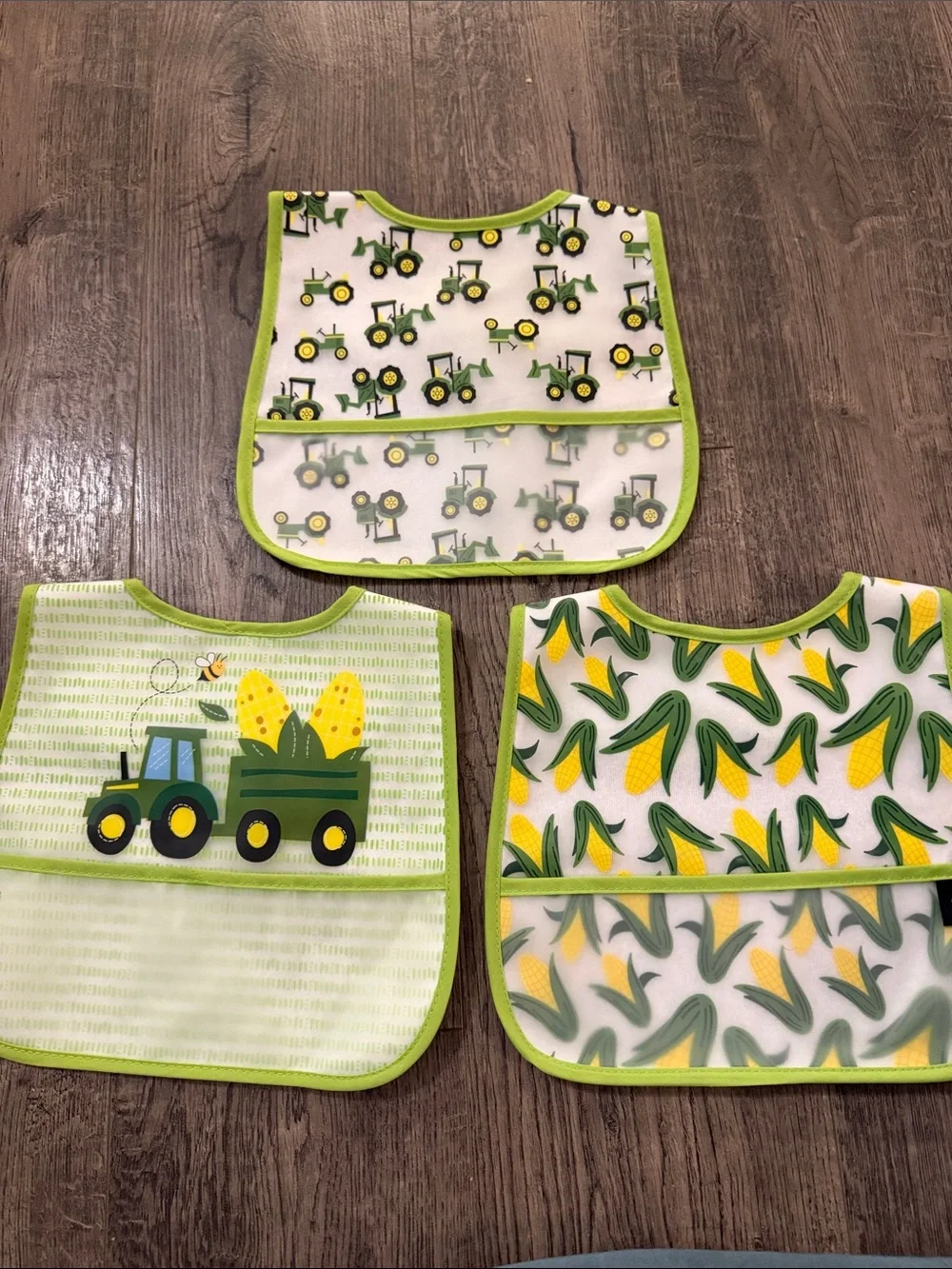 John Deere Green & Yellow Toddler Bib Set with Tractor and Corn Prints